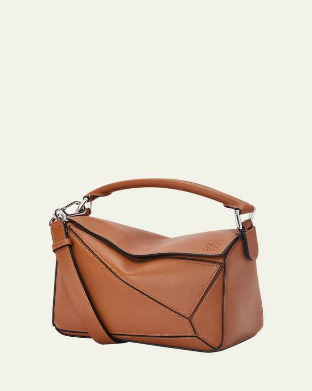 Puzzle Edge Small Shoulder Bag in Calfskin Leather